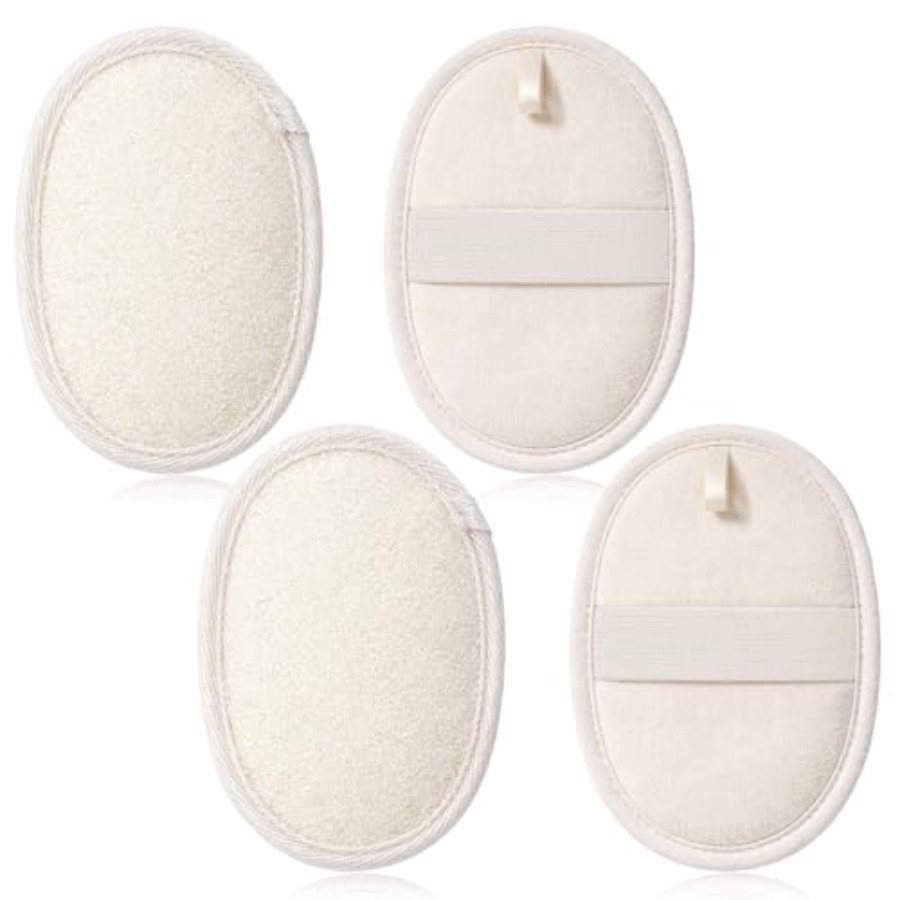 Body Loofah Natural - 4 Pcs Natural Loofah Sponge, Luffa
