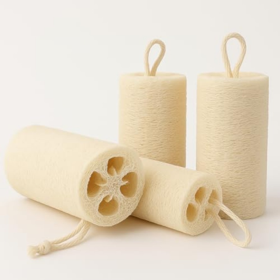 Body Loofah Natural - Loofah Body Scrubber Sponge 4-Pack -