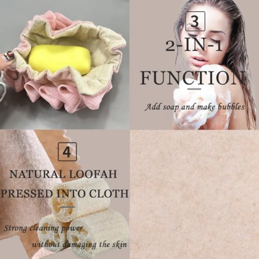 2 Pcs bar soap Pouch Washcloth - Body Loofah Natural avis et prix