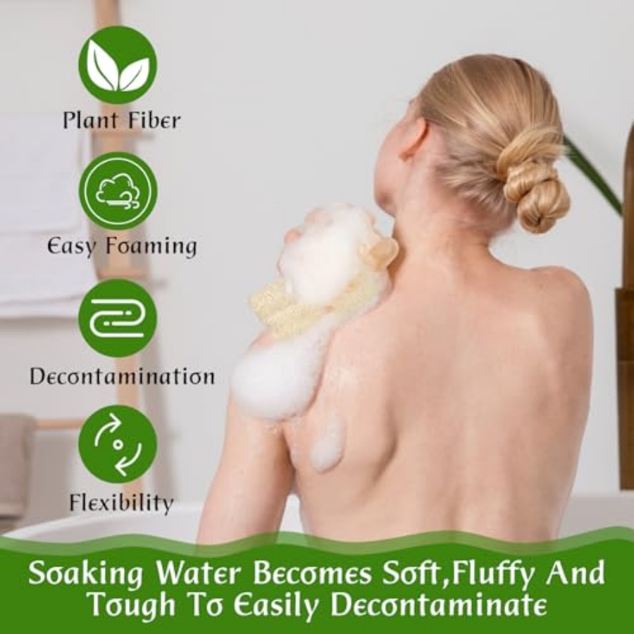 2PCS Exfoliating Body Scrubber - Body Loofah Natural avis et prix
