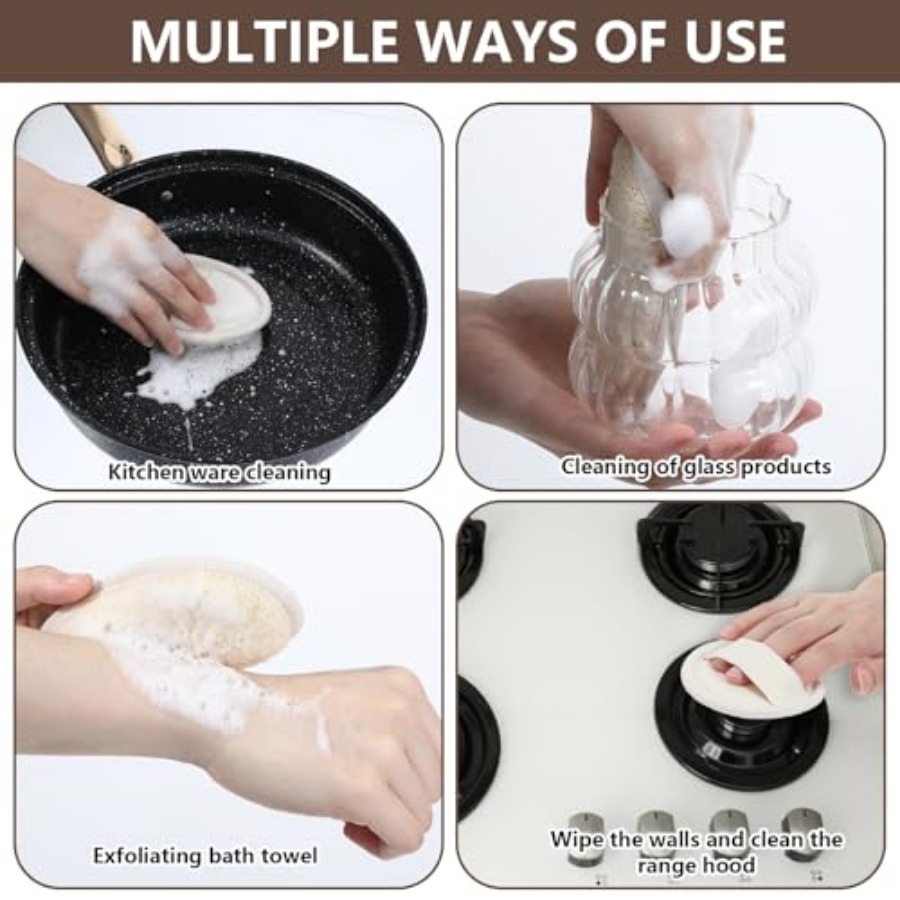 4PCS Loofah Sponge Exfoliating - Body Loofah Natural avis et prix