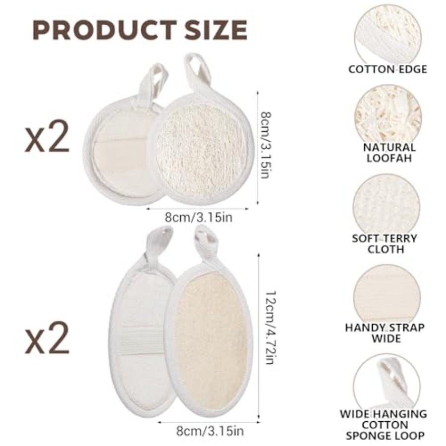 4PCS Loofah Sponge Exfoliating - Body Loofah Natural avis et prix